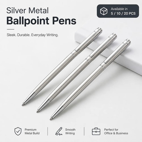 20x silver ballpoint pens - 20x,