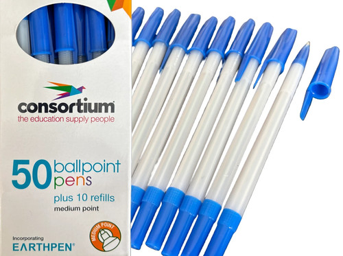 Box blue biro pens - box,